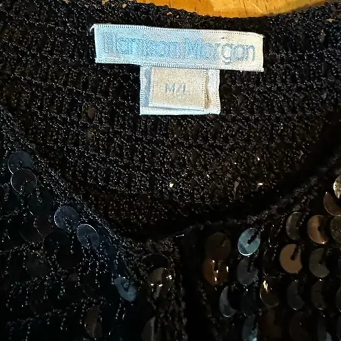 Harrison Morgan Women's Black Sequined sweater M/L Party Cocktail Long Sleeve Black Size M