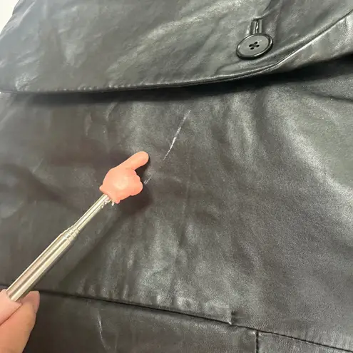 Jaclyn Smith Genuine Leather Blazer Jacket Black Button‎ Up Womens Large