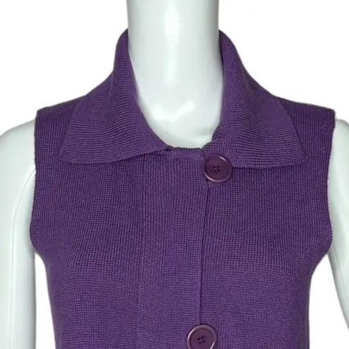 Bryan Bradley Sweater Womens Small Purple Vest Sleeveless Button Front Collar