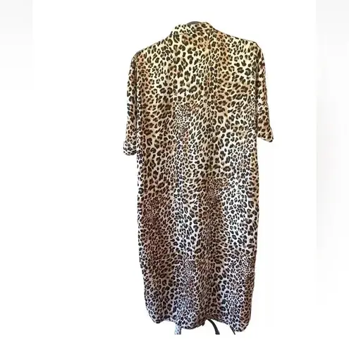 Ellison Maxi Dress Size L Animal Cheetah Print Slinky Mob Wife Comfy Button Down
