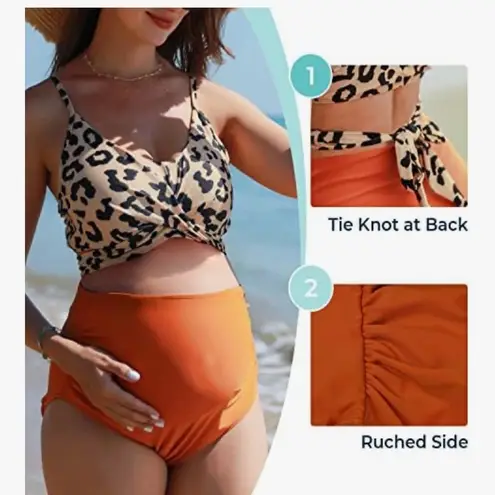 Summer Mae
Maternity Criss Cross High Waist String Two Piece Pregnancy Swimwear Brown