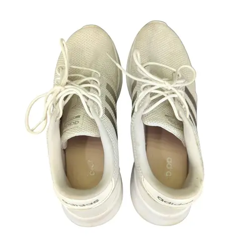 Adidas  QT Racer Cloudfoam‎ EE8088 Off-white with Silver Stripes Women's Size 8