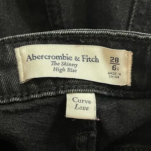 Abercrombie & Fitch  The Skinny High Rise Split hem Black Curve Love Jeans Sz 28