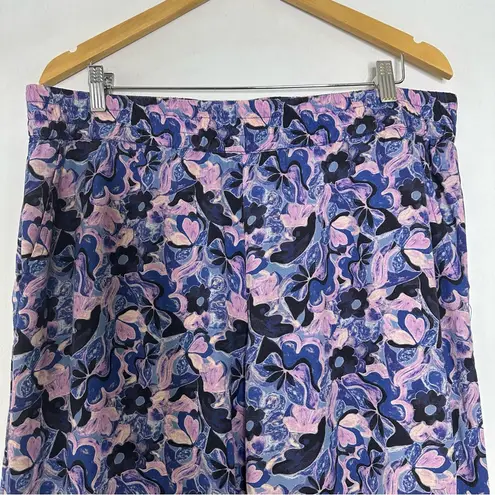 Marine layer Allison Trouser Wide Leg in Violet Watercolor Size XL - Image 5