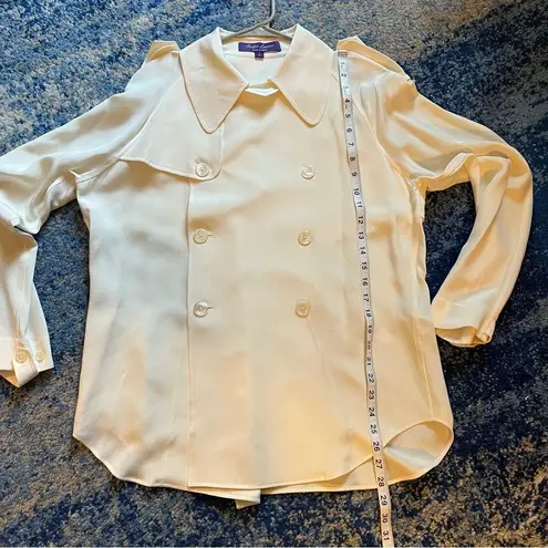 Ralph Lauren Collection Charley Silk Shirt Trench Style RW2019 White Size 8