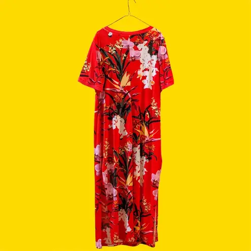 G.I.L.I Red Floral Maxi Sundress Dress Size XL