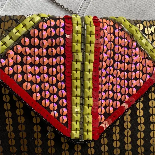 Berry NWOT Colorful Beaded Clutch with Chain Strap Pink