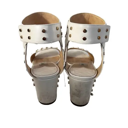 Jimmy Choo White 65 Veto Studded Heel Sandals Sz 11
