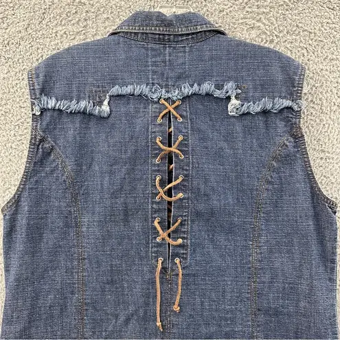 Carolina Blues Vtg Sleeveless Button Front Denim Jean Midi Dress Y2K Western W16