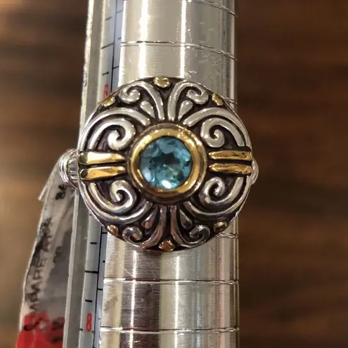 Artisan Sterling Silver 22K Blue Topaz Ring Sz 6•3/4 NWT