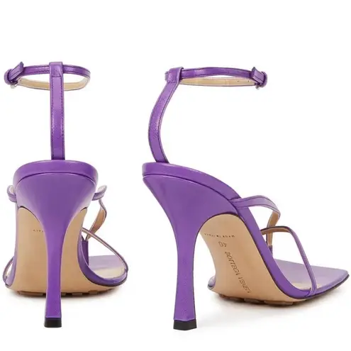 Bottega Veneta Stretch Strappy Purple Leather Heel Sandals Size EU 35.5