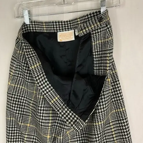 Pendleton  Virgin Wool Houndstooth Pencil Skirt Black Yellow White Size 12