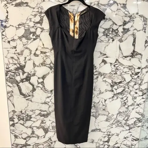 Roberto Cavalli Sweetheart Neckline MIDI Black Dress