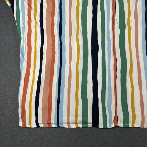 JODIFL Shirt Womens Medium Multicolor Striped Rayon Short Sleeve Loose Fit Top
