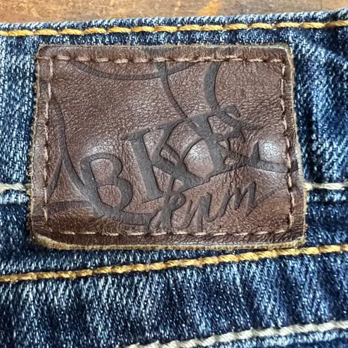 BKE Star Denim Flare Jeans Medium Wash Distressed Back Pockets Sz 29x31.5