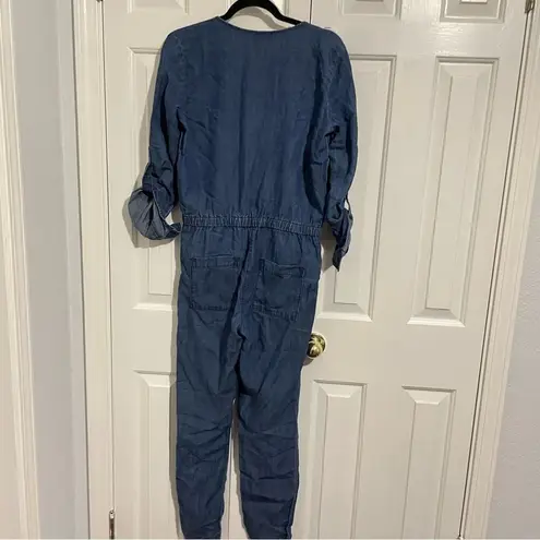 Loft  Blue Chambray Utility Style Roll Sleeve Jumpsuit Womens XS Casual Blue - Image 7