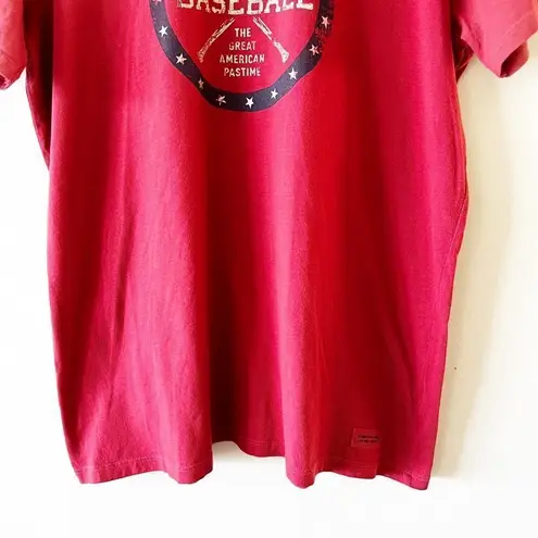 Life is Good  Women’s Crusher Tee Size Large Red Cotton Baseball Graphic Team Mom