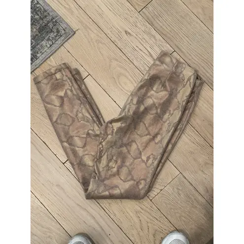 MOTHER High Waisted Seamless Looker Leggings Luxury Python Snake Print Size 26 Brown