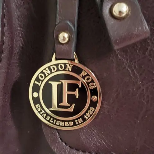 London Fog VINTAGE Burgundy Leather Gold Grommets Satchel Crossbody Handbag š