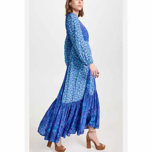 Rixo Virginia Floral Midi Dress Fontainhas Floral Cobalt Mix Size XS