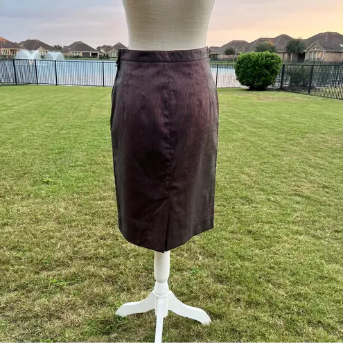 See By Chloe Metallic Dark Red Stripe Pencil Skirt