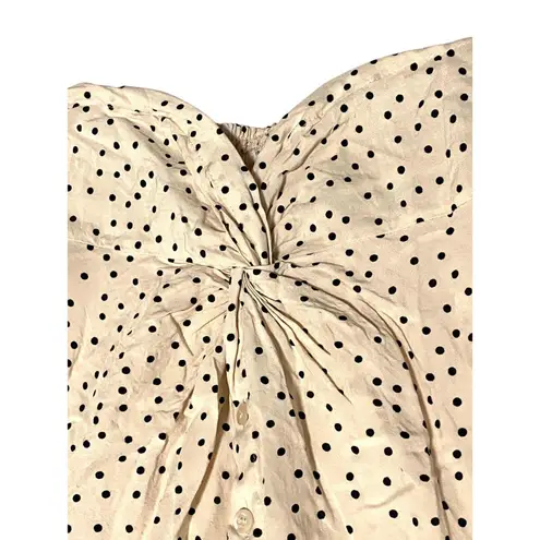 Milk and Honey Polka Dot Crop Blouse Top S Smocked Waist Disco Boho Retro Feminine