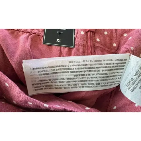 Abercrombie & Fitch  Polka Dot Mini Skirt Pink White Crepe Button Down Women's XL - Image 10