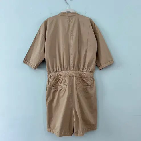 Ba&sh NWT Cristina Zip Front Beige Cotton Romper Jumpsuit
