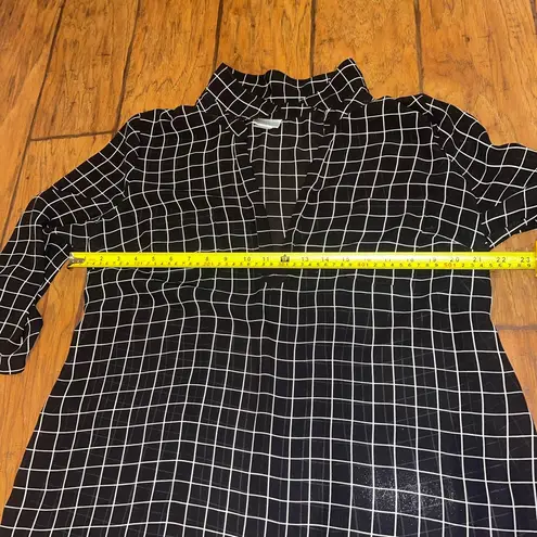 Motherhood Maternity Black and White Grid Pattern semi sheer blouse top shirt L