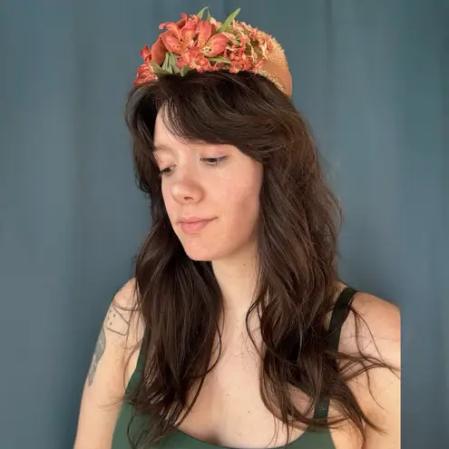 Vintage 50s Lily Flower Pillbox Hat Multi