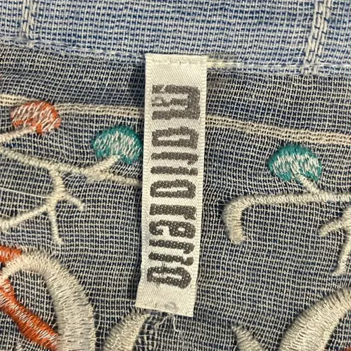 Monoreno Embroidered Floral Woven Cotton Lightweight Long Sleeve Tunic Top Shirt