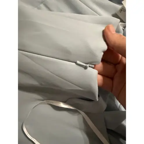 Dessy NWT SZ 4 Regular BOW SHOULDER SQUARE NECK CHIFFON MAXI DRESS in Mist Blue