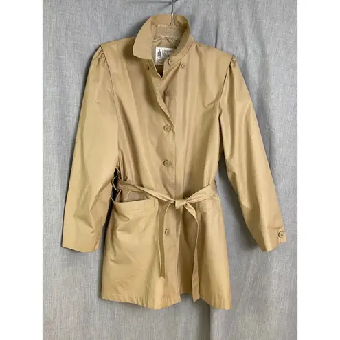 London Fog Vintage Trench Coat Made in USA Camel Belted Raincoat 70s–80s Classic