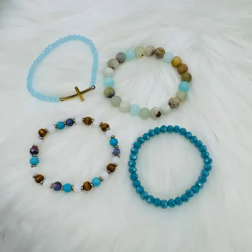 Stainless Steel Cross beaded Arm Candy Bracelet