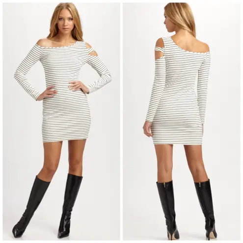 Torn By Ronny Kobo Black White Stripe Dress