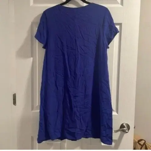 NWT She and Sky blue lace up neckline, casual relaxed, fit shift dress