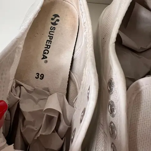 Superga  White Canvas Platform Sneakers‎ Slip-On Casual Women's Shoes