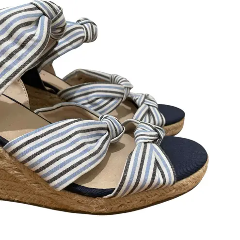 Life Stride Talent Espadrille Wedge Sandals Navy Blue White Women’s Size 10