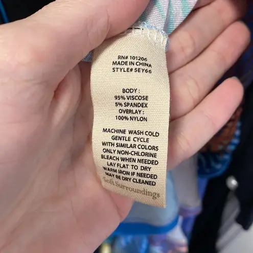 Soft Surroundings Anya Blue Tropical Palm Tree Leaves Twist Front Maxi Dress 3X