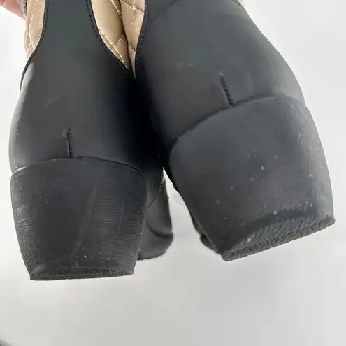 Weatherproof Beige Black Faux Fur Lining Front Zip Quilted Grace Boots Size 10M