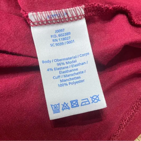 Boden Nadine Babydoll Henley Velvet Trimmed Long Sleeve Top‎ Women’s Size 2 Red