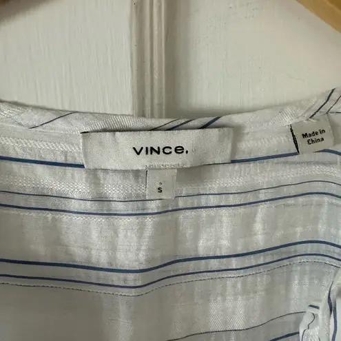 Vince Stripe Shirred Dress Blue/White Sz Small