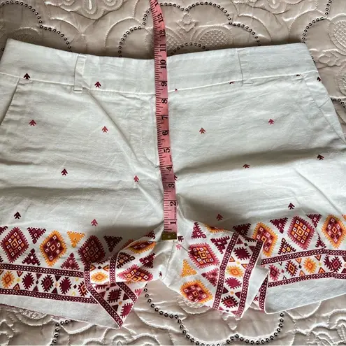 Loft Ann Taylor  Linen Blend Riviera Shorts Bohemian Aztec Print Size 6