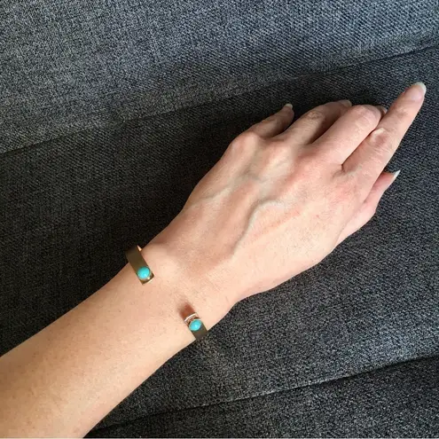 Gold + Turquoise Cuff Fashion Bracelet, Adjustable