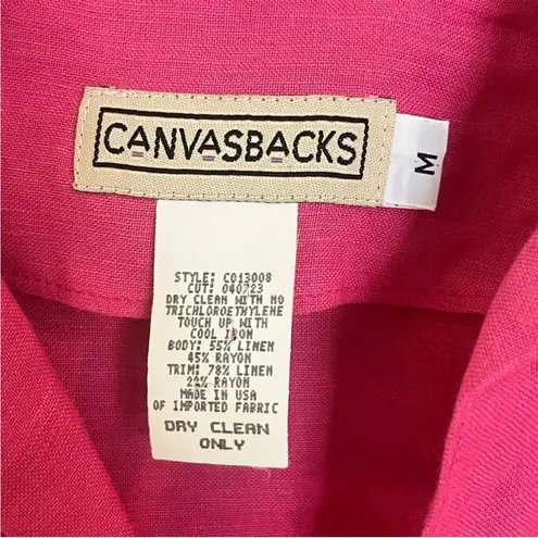 Canvasbacks Vintage Linen Blend Abstract 80s Cropped Blazer Barbie Pink M Size M