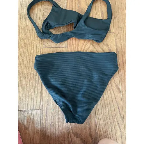 J.crew black ribbedâsquare neck bikini and mid rise bottomâxs