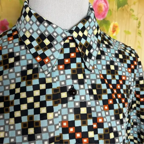 Vintage Blue  and Brown Checkered Pattern Dress