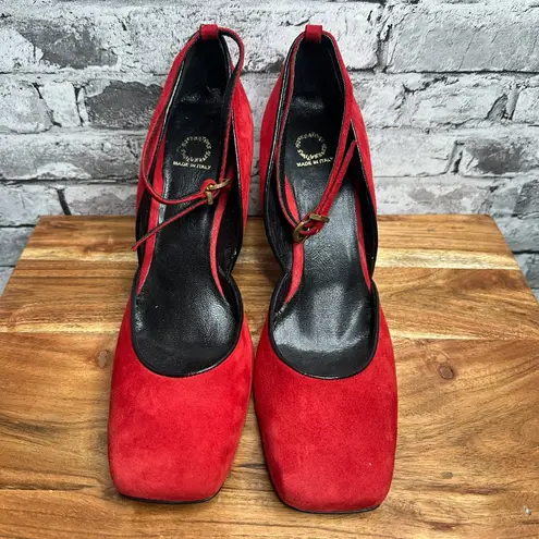 Alternative EUC Alternatives Red Suede Heels Size 41 (Shoe Bag Included)