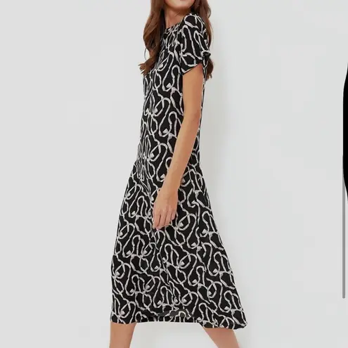 Tuckernuck Hyacinth House Black Short Sleeve Print Rowan Midi Dress Size XS