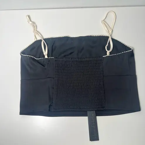 House of Harlow 1960 Satin Cropped Camisole & Maxi Skirt 2PC Set Black